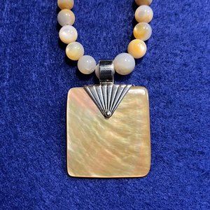 Jay King Mother of Pearl & Sterling Silver Pendant and Necklace 16"+